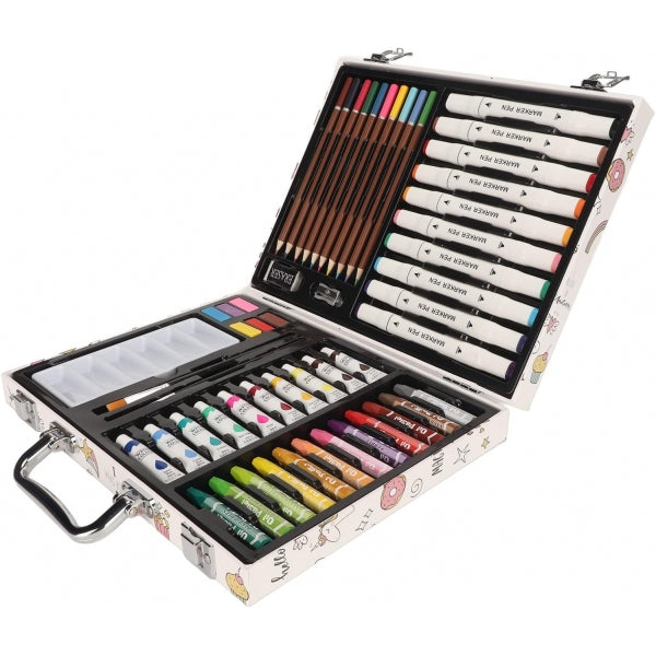 Complete Children's Art Kit with Pencils, Watercolors, and Brushes