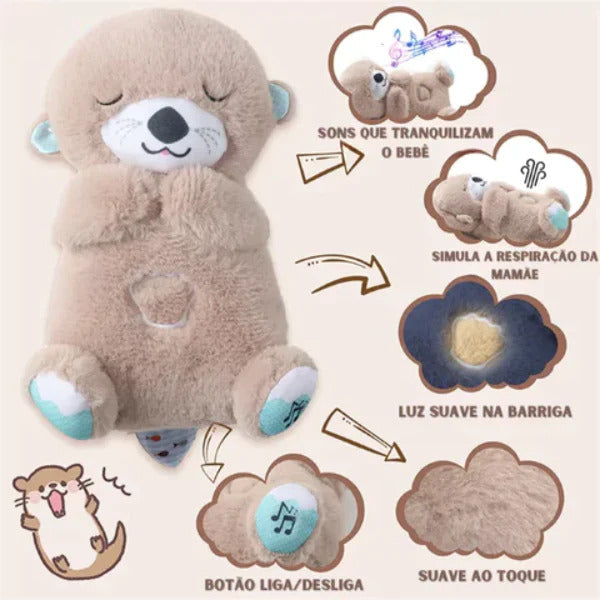 Interactive Plush Toy with Light and Music - Grey Otter