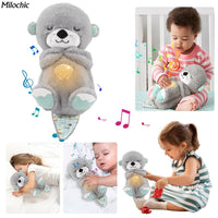 Interactive Plush Toy with Light and Music - Grey Otter