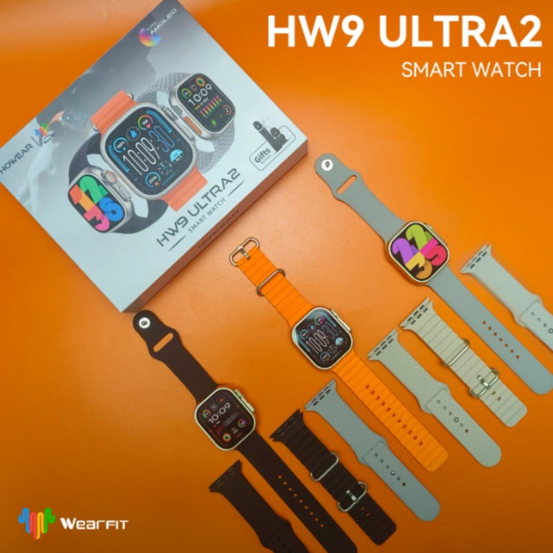 Smartwatch HW9 Ultra 2 with 3 straps + keychain - Gray