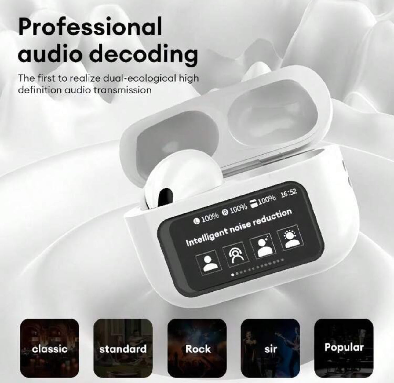 Inpods A9Pro with Interactive Screen - ANC/ENC