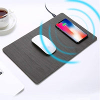 Wood Mouse Pad with Wireless Charging - Light Brown